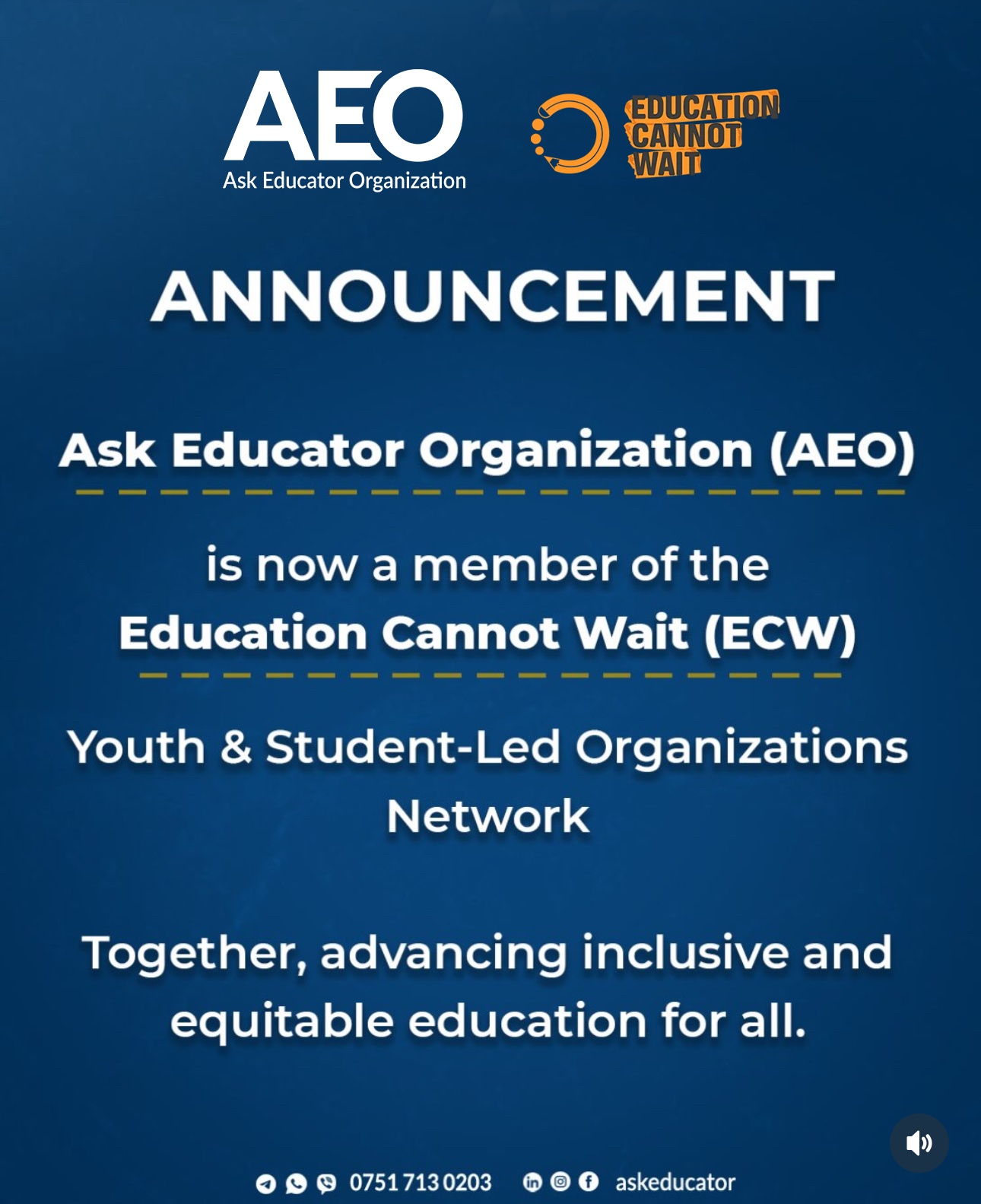 Empowering Voices, Transforming Futures: Ask Educator Organization Joins the ECW Youth and Student-Led Organizations Network